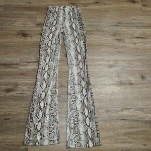 Naked Wardrobe size S Flare Ponte Pants Knit Snake print Animal Bootcut P3339-P